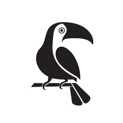 Fototapeta premium Toucan in cartoon, doodle style . Image for t-shirt, web, mobile apps and ui. Isolated 2d vector illustration in logo, icon, sketch style, Eps 10, black and white. AI Generative
