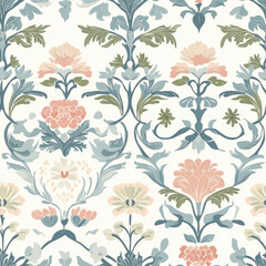 Seamless Pattern Classic English Garden Floral Tile Design for a Charming and Traditional Theme