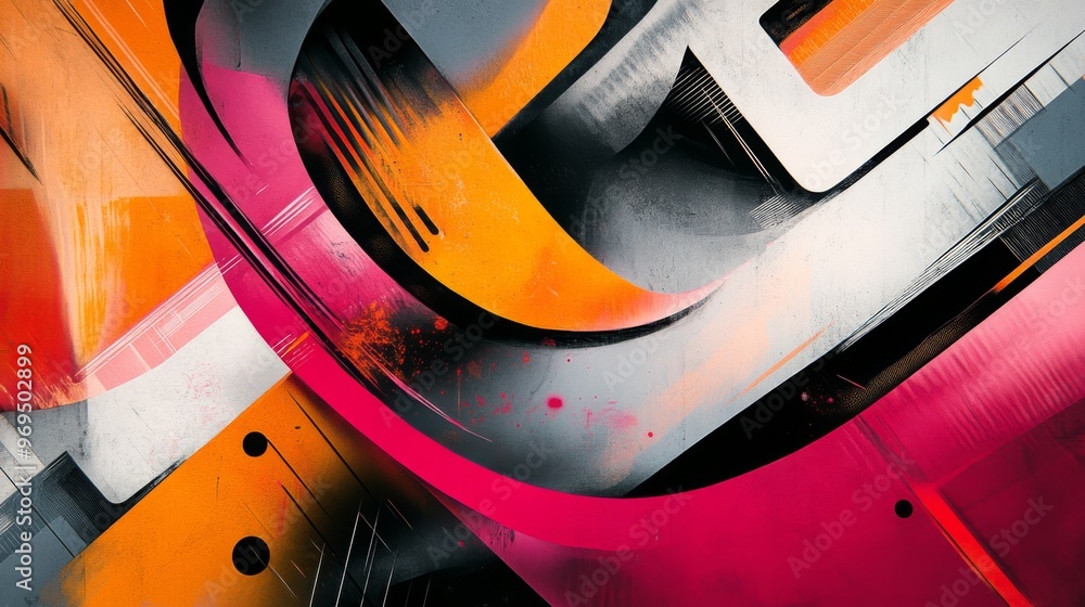 Fototapete Close-up of a modern graphic with abstract elements and dynamic compositions, highlighting innovative design techniques and creative aesthetics.