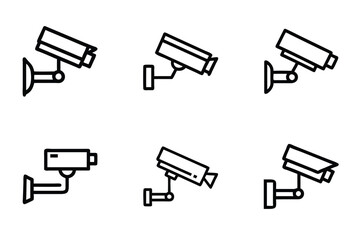 Vector style security camera icon bundle set with creative shape