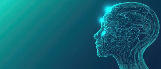 Artificial Intelligence Digital Head with Circuitry.