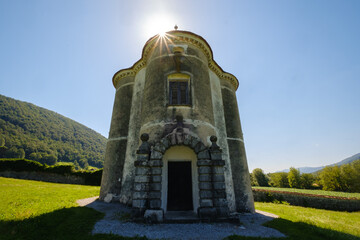 Fototapeta premium Hudičev turn pavilion in Sotestka, Slovenia