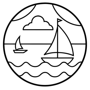 recommend clip art: ocean and sailboat outline coloring book page line art drawing