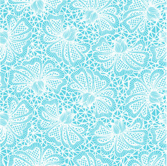 A repeating pattern of small blue triangles on a white background, creating a textured visual effect.