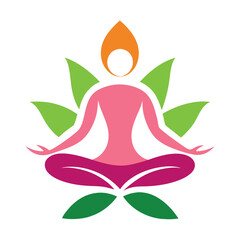  Yoga logo with lotus vector illustration.