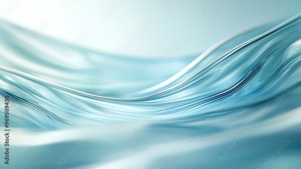 Poster a serene and calming abstract representation of flowing water, featuring gentle waves and soft blue 