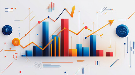 charts and graphs with statistics to innovative analyze business potential and forecast future development of companies growth.