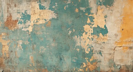 Abstract grunge texture of a weathered wall with peeling paint.
