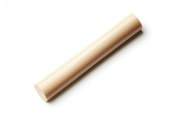 A smooth wooden rolling pin on a clean white background, perfect for baking and cooking enthusiasts.