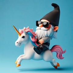 Gnome, Unicorn, Gnome 3D, Gnome Riding Unicorn, Fantasy Gnome
