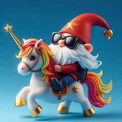 Gnome, Unicorn, Gnome 3D, Gnome Riding Unicorn, Fantasy Gnome