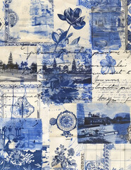 Nostalgic Vintage Blues Collage
