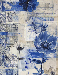 Nostalgic Vintage Blues Collage