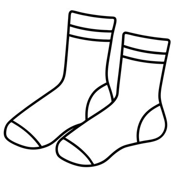 pair of white socks with black outline clip art preview