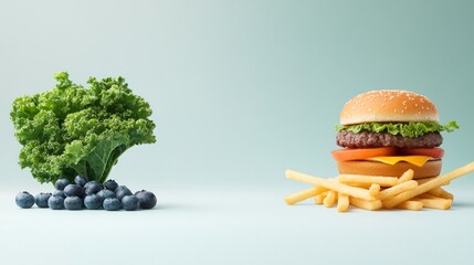 A side-by-side visual of raw vegan meals and processed food, with a focus on the health benefits.