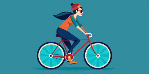 Cool vector character design on adult young women riding bicycles. Stylish female hipsters on a bicycle