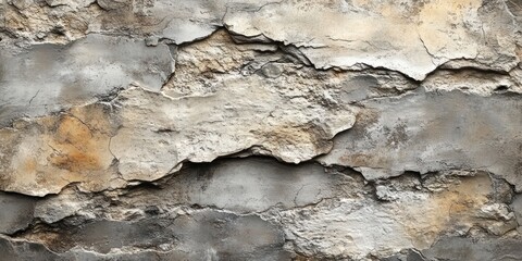 Fototapeta premium Close-up of a Weathered and Cracked Stone Wall