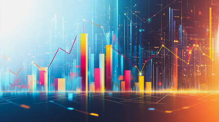 charts and graphs with statistics to innovative analyze business potential and forecast future development of companies growth.