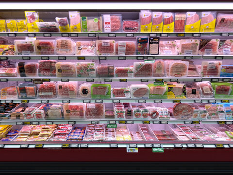 Pancetta at refrigerator in supermarket
This is editorial photo a mockup or background for architects, and graphic designers. No Generative AI was used.
Sanremo, Italy 08. 24. 2023