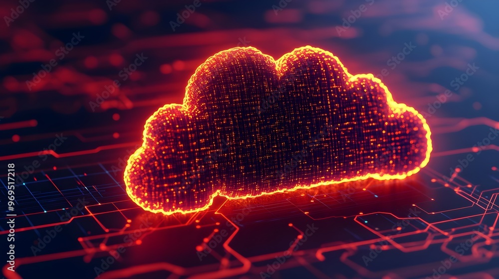 Poster glowing cloud computing network