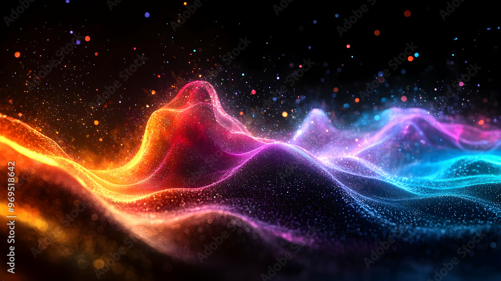 Poster vibrant, abstract waves of color create a dynamic visual experience.