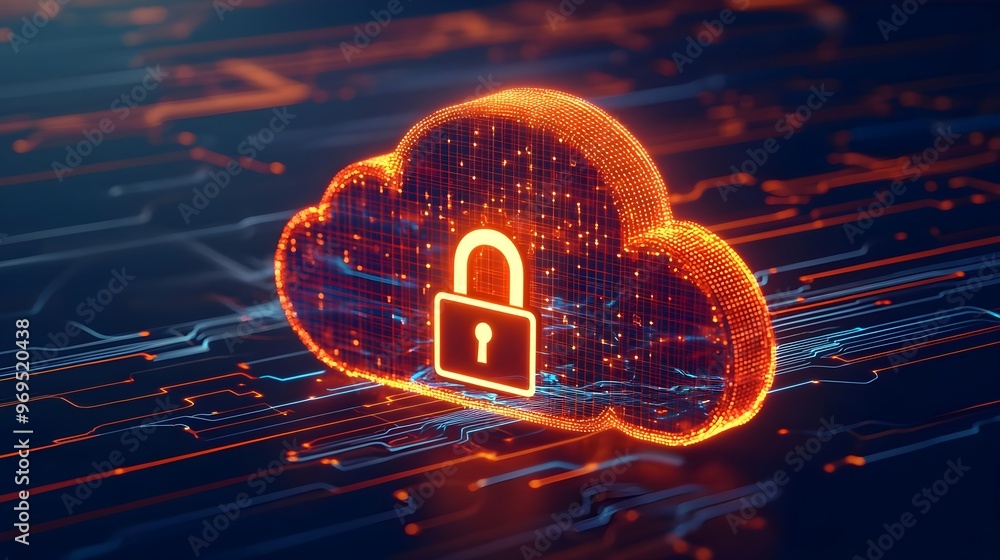 Poster secure cloud computing, data protection, digital security concept