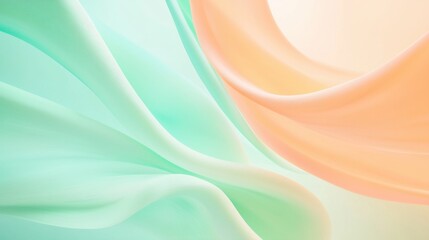 A serene abstract background featuring gentle flowing colors in soft shades of mint and peach, evoking calm and tranquility.