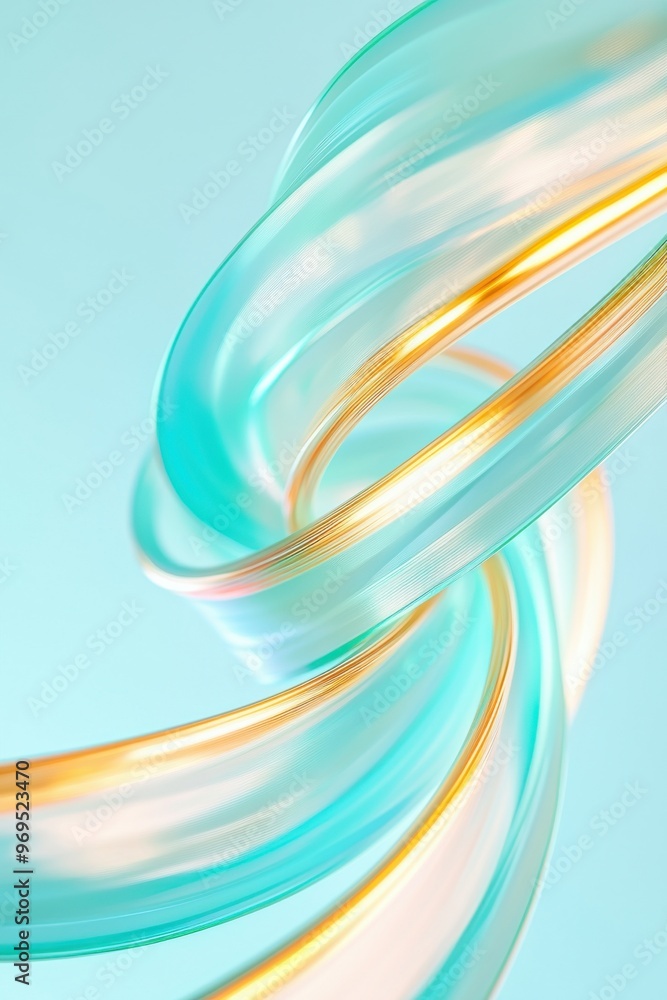 Aufkleber a vibrant abstract swirl of teal and gold creates a mesmerizing visual effect on a soft background.