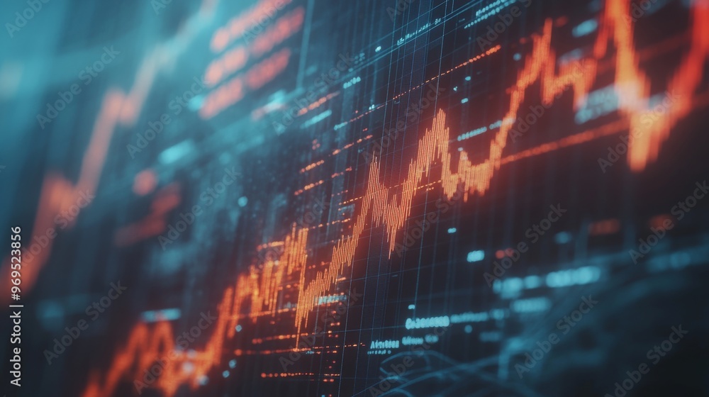 Aufkleber detailed shot of a financial graph with fluctuating stock prices, highlighting various data points a