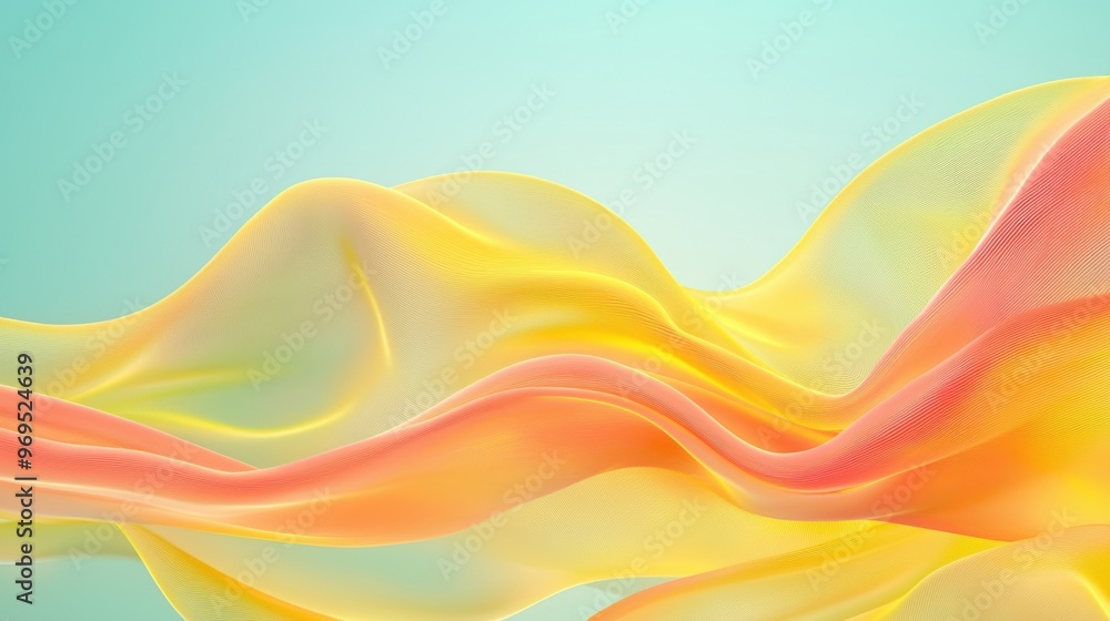 Poster abstract colorful waves of fabric create a soothing and dynamic composition against a serene backgro