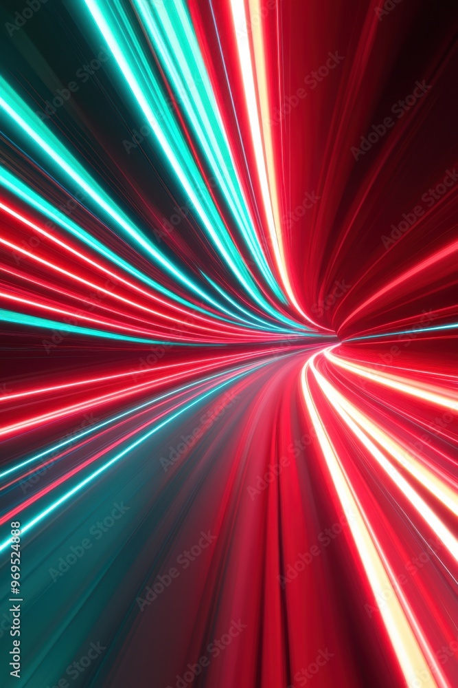 Poster an abstract representation of vibrant lights creating dynamic motion, perfect for technology and cre