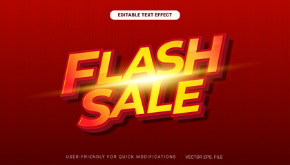 Premium Editable text effect Flash Sale discount deals dark Red gradient banner vector