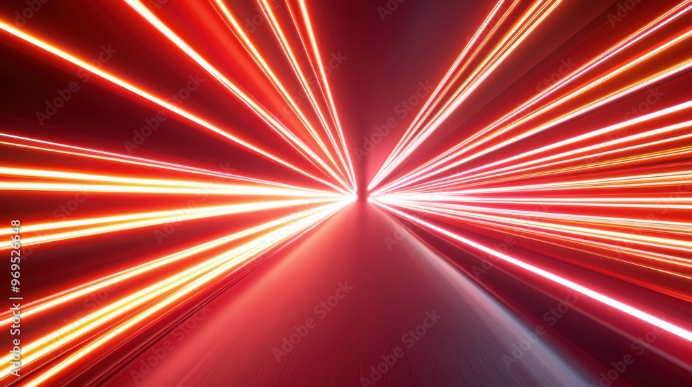 Poster dynamic burst of red light streaks creating an illusion of speed and motion, perfect for conveying e