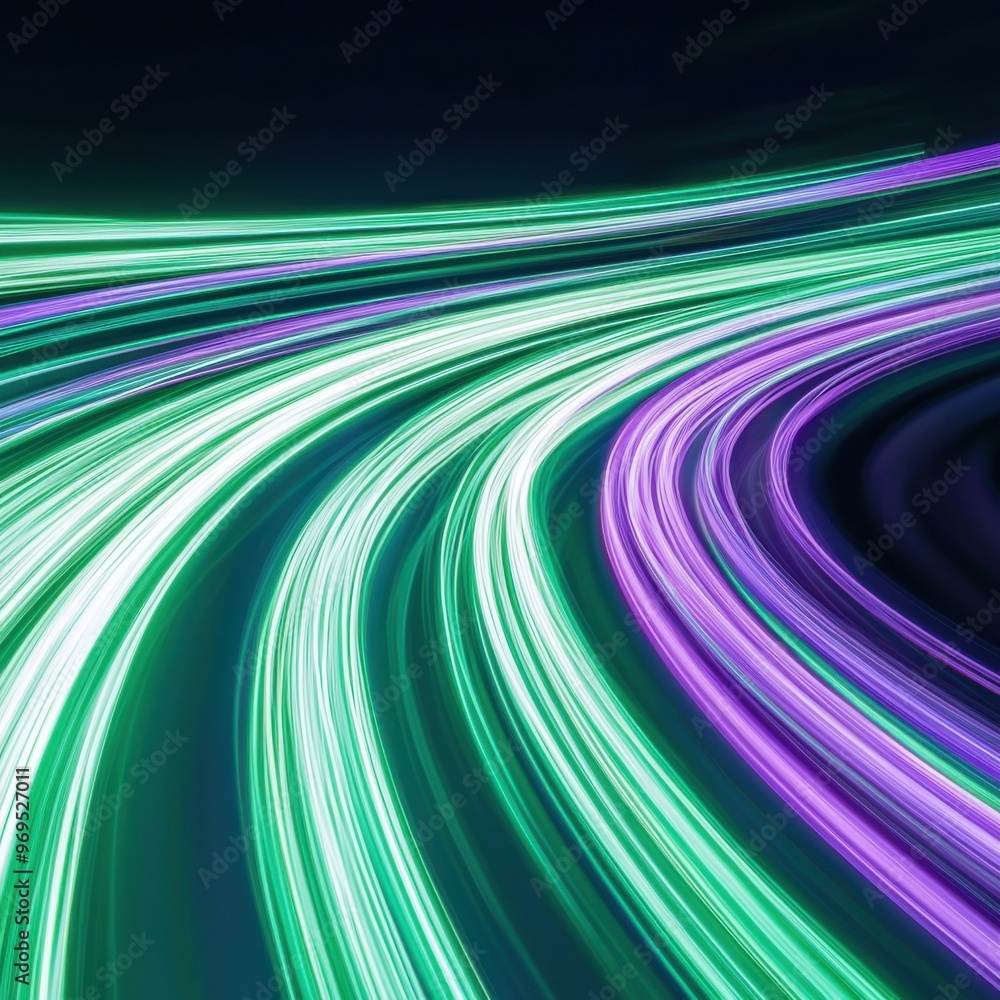 Poster dynamic light trails in vibrant colors create a mesmerizing visual effect, perfect for modern design