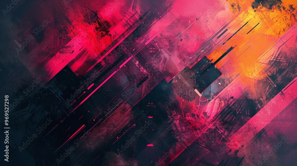 Poster artistic representation of modern abstract design with diverse textures and colors reflecting contem