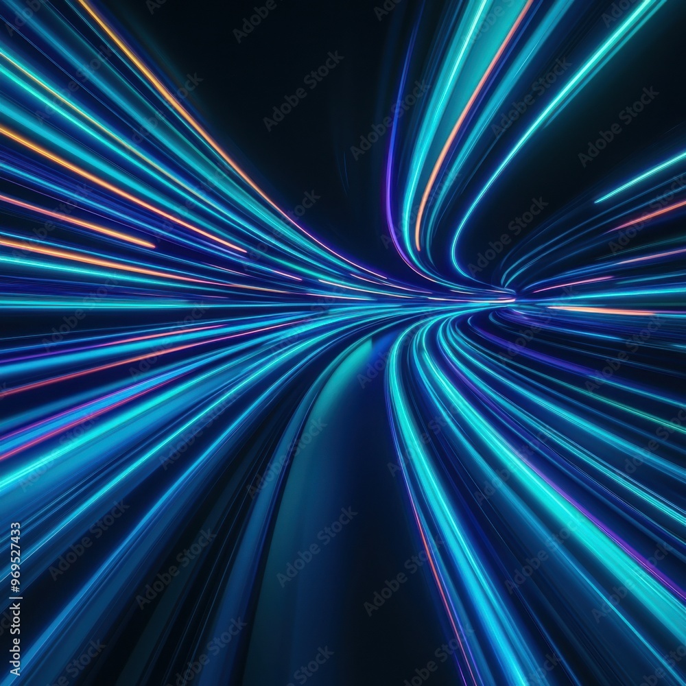 Poster vibrant abstract light patterns in motion, creating a dynamic visual experience with vivid colors an