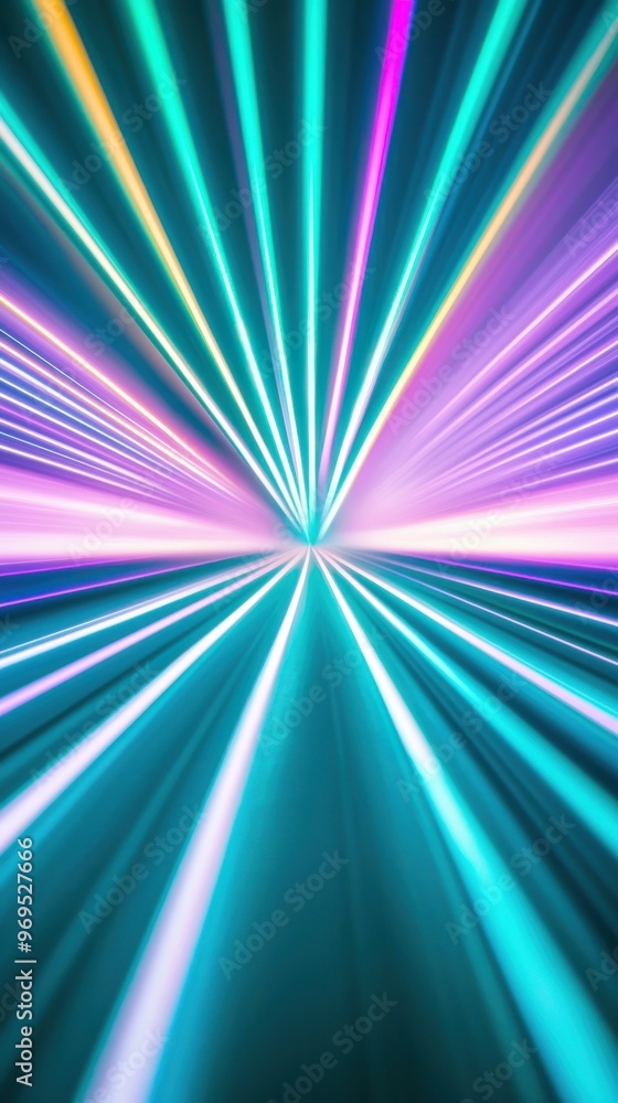 Poster vibrant light beams radiate in a stunning array of colors, creating a mesmerizing visual experience 
