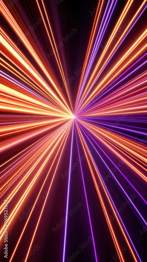 Poster vibrant light streaks radiate from the center, creating a dynamic and energetic visual effect agains