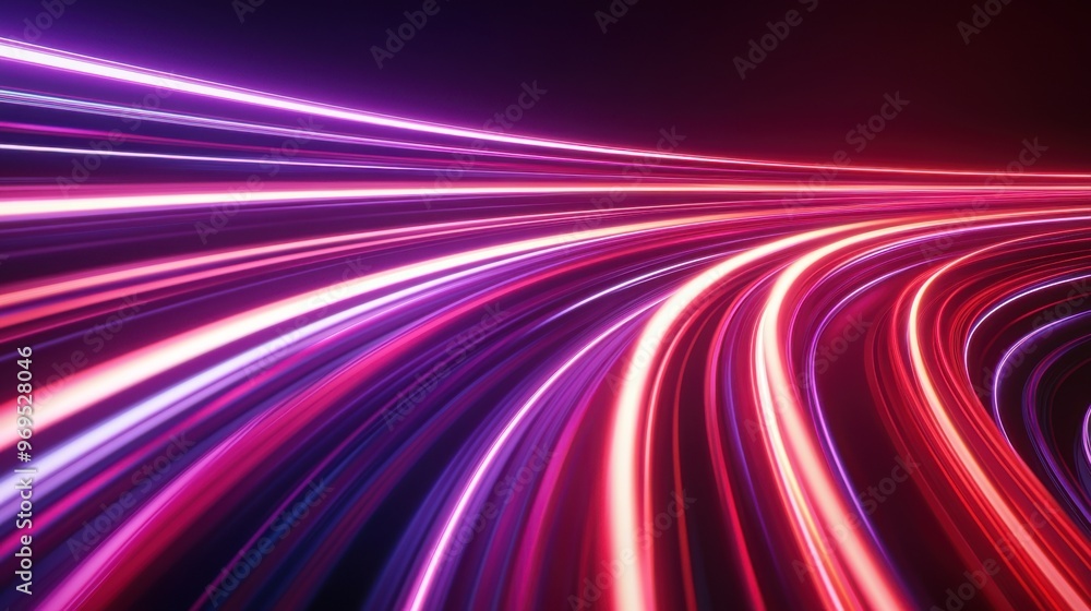 Poster vibrant light trails create dynamic patterns of color against a dark backdrop, evoking a sense of sp
