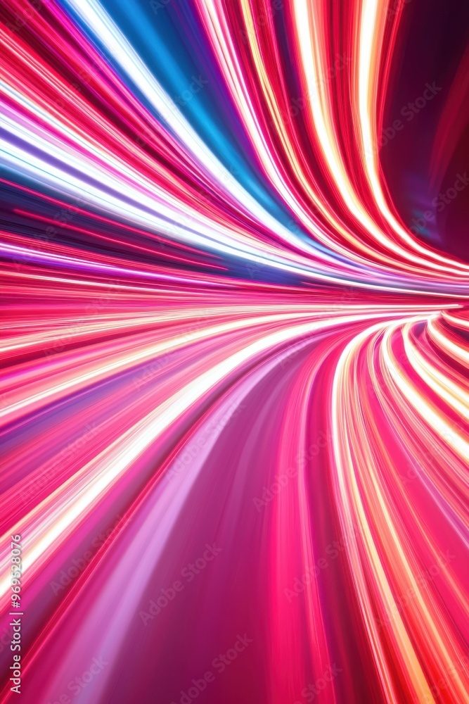 Poster vibrant light trails creating a dynamic abstract background, showcasing energy and movement in vivid