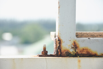 Old rusty surfaces also deteriorate with age.