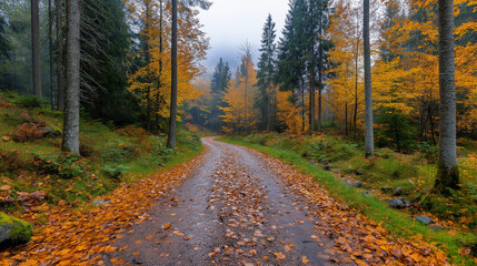 Obraz premium Wild forest in autumn Vibrant Foliage