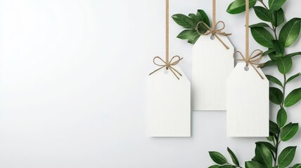 Christmas gift tags, with handwritten names, 3D illustration, copy space for text,