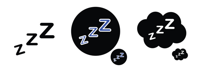 sleeping zzz icon. Sleep comic bubble zzz icon of goodnight deep sleep, bored or tired. zzz talk bubble icon vector illustration.