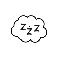 sleeping zzz icon. Sleep comic bubble zzz icon of goodnight deep sleep, bored or tired. zzz talk bubble icon vector illustration.