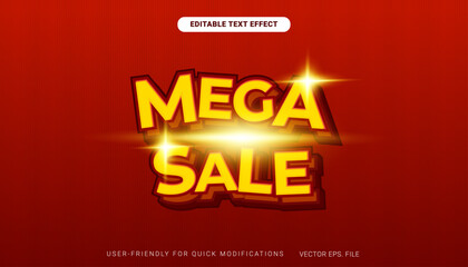 Premium Editable text effect Mega Shopping day Sale discount deals dark Red gradient banner vector