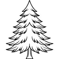 pine tree outline coloring book page line art drawing