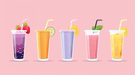 Different smoothie set illustration generated by ai