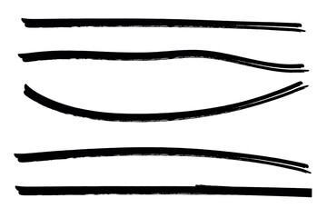 Set of hand drawn marker line vector illustration design element, grunge strokes, doodle lines underline scribble