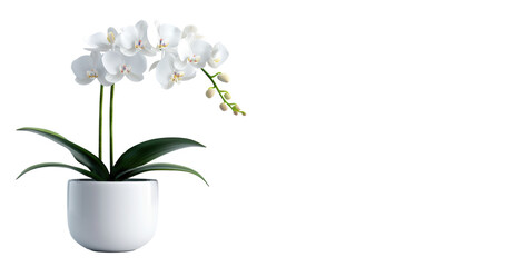 Elegant White Orchid on Transparent Background